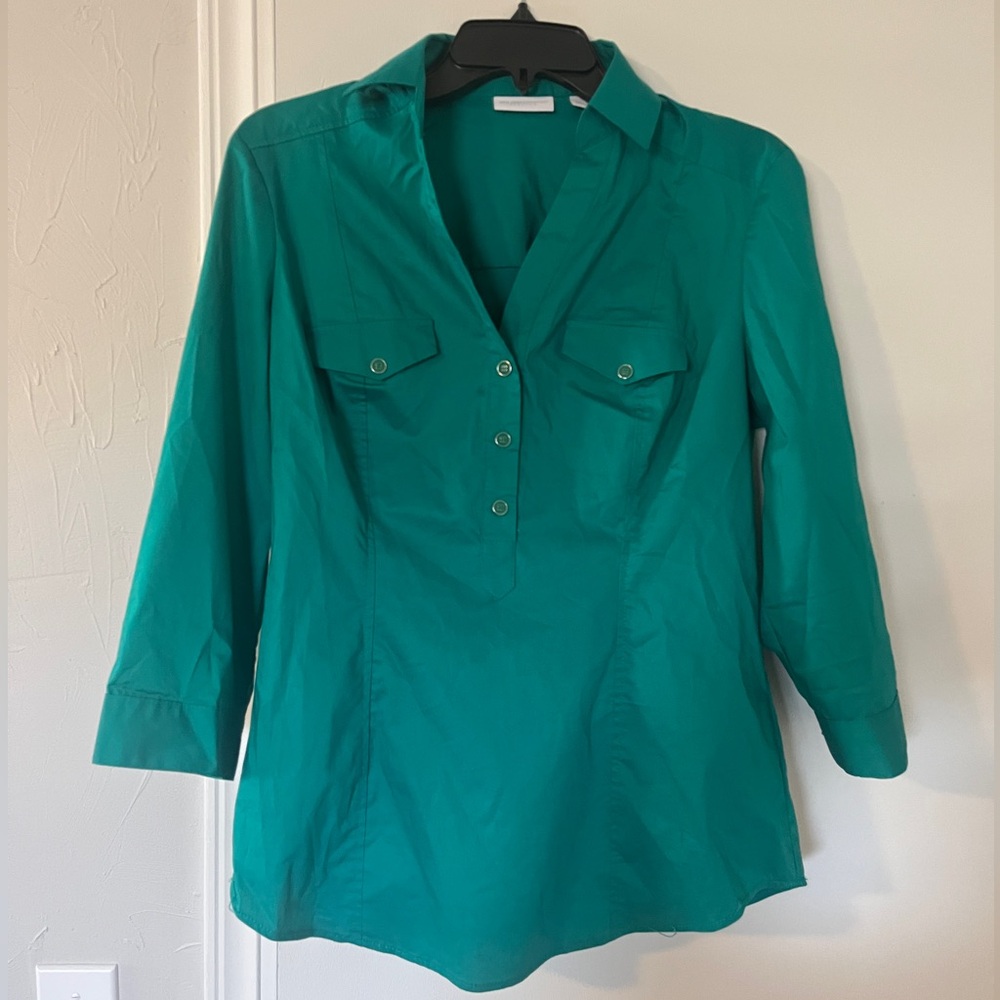 New York & Co. Stretch M Teal Blouse